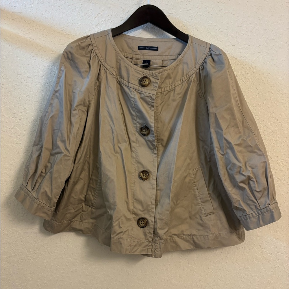GAP - KHAKI BUTTON DOWN 3/4 SLEEVE JACKET - SIZE XL